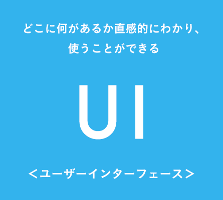 どこに何があるか直感的にわかり、使うことができる＜ユーザーインターフェース＞UI